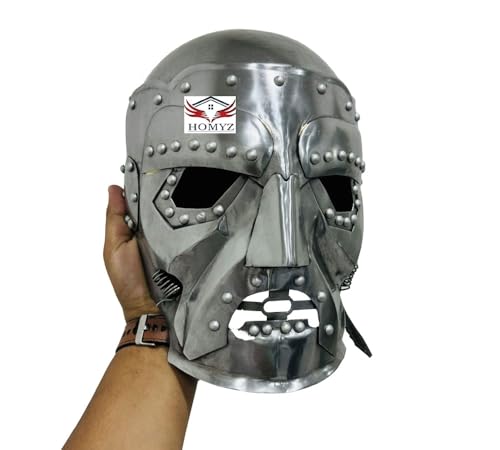 HOMYZ Mittelalterliche tragbare Doom-Maske für Halloween, verstellbare Riemen, Rüstung, Helm, Cosplay, vollständig fertig, silberfarben, polnisch, Dr. Doom Maske HOMYZ Mittelalterliche tragbare Doom-Maske für Halloween, verstellbare Riemen, Rüstung, Helm, Cosplay, vollständig fertig, silberfarben, polnisch, Dr. Doom Maske von HOMYZ