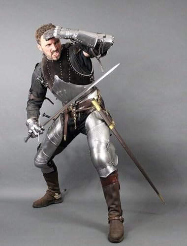 HOMYZ Mittelalterlicher Cosplay-Anzug, Ritter, Kürass, Beinbeinschienen und Stulpen, Kampfbereiter Ritter, Anzug der Rüstung, Halloween-Kostüm für Herren von HOMYZ