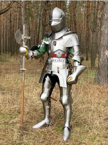 HOMYZ Mittelalterlicher Gothic Ritter Body Armor Suit Larp Crusader Wearable Knight Suit of Armor 15th Century Combat Silver Finish German Full Body Armor HOMYZ Mittelalterlicher Gothic Ritter Body Armor Suit Larp Crusader Wearable Knight Suit of Armor 15th Century Combat Silver Finish German Full Body Armor von HOMYZ