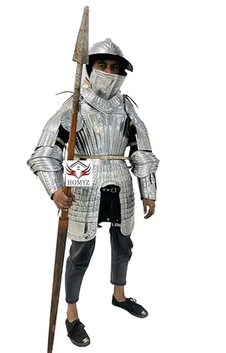 HOMYZ Mittelalterlicher Maximilian Halbkörperanzug, voll tragbar, halber Anzug der Rüstung, LARP Gothic Half Armor Cuirass 16. Jahrhundert/Maximilian Armour Kostüm HOMYZ Mittelalterlicher Maximilian Halbkörperanzug, voll tragbar, halber Anzug der Rüstung, LARP Gothic Half Armor Cuirass 16. Jahrhundert/Maximilian Armour Kostüm von HOMYZ