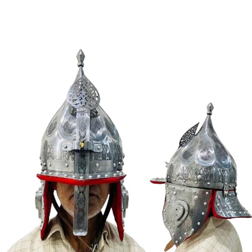HOMYZ Mittelalterlicher Ottomanen-Helm, Designer-Islamischer Helm, Silber-Look, osmanischer Kriegerhelm für Herren, Cosplay, voll tragbar von HOMYZ