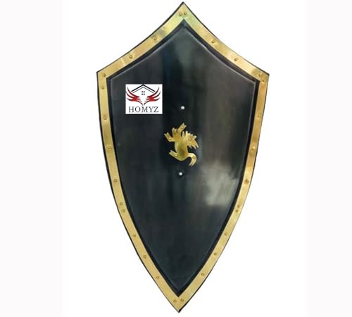 HOMYZ Mittelalterlicher Ritter, schwarzer Heizer, Templerschild, Kampfkrieger, 18 Gauge, Stahlkrieger, Fantasie, voll funktionsfähiger Schild, Halloween, Party, Cosplay von HOMYZ