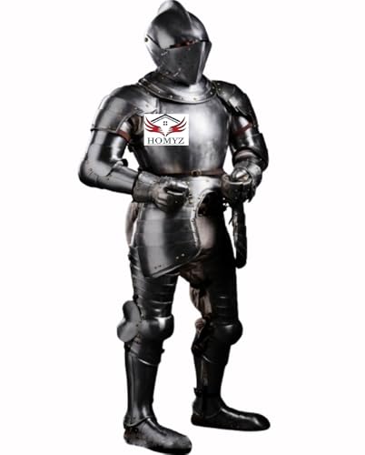 HOMYZ Mittelalterlicher Ritter im europäischen Stil, Ganzkörper-Rüstung, 18 GA Stahl, 16. Jahrhundert, Larp-Kostüm, Sca-Rüstung, Cosplay-Rüstung für Erwachsene, funktionaler Kampfanzug für Halloween HOMYZ Mittelalterlicher Ritter im europäischen Stil, Ganzkörper-Rüstung, 18 GA Stahl, 16. Jahrhundert, Larp-Kostüm, Sca-Rüstung, Cosplay-Rüstung für Erwachsene, funktionaler Kampfanzug für Halloween von HOMYZ
