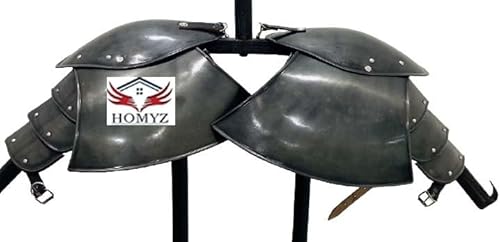 HOMYZ Mittelalterlicher Schulterschutz, 18 Gauge, Baustahl, tragbar für Erwachsene, Gothic-Stahl, Schulterpanzer, LARP, Cosplay und Renaissance, schwarzes Kostüm HOMYZ Mittelalterlicher Schulterschutz, 18 Gauge, Baustahl, tragbar für Erwachsene, Gothic-Stahl, Schulterpanzer, LARP, Cosplay und Renaissance, schwarzes Kostüm von HOMYZ