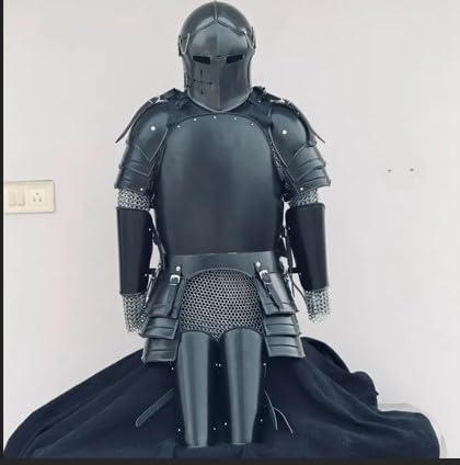 HOMYZ Mittelalterlicher dunkler Drake schwarzer Barbute Ritter Rüstung Halbkörper Anzug Kampfanzug Kampfkörper Halloween Kostüm von HOMYZ