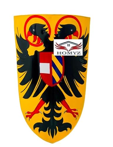 HOMYZ Mittelalterliches Wappen Deutschland Schild Halloween Adler Rüstung Templer Stahlschild Kostüm von HOMYZ