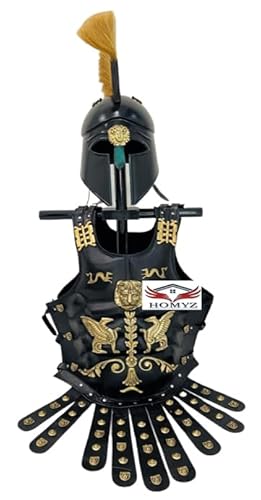 HOMYZ Mittelalterliches griechisches Spartanerkrieger-Kostüm, römischer korinthischer Helm, natürliche Federn, Muskeln, Rüstung, Lederjacke, voll tragbar, Ritter, Cosplay-Kostüm HOMYZ Mittelalterliches griechisches Spartanerkrieger-Kostüm, römischer korinthischer Helm, natürliche Federn, Muskeln, Rüstung, Lederjacke, voll tragbar, Ritter, Cosplay-Kostüm von HOMYZ