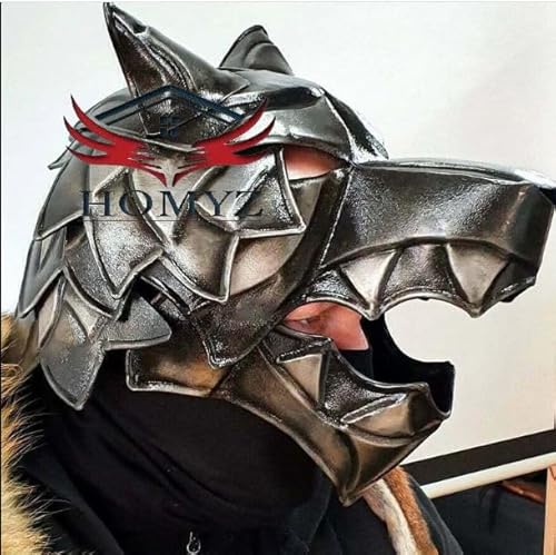 HOMYZ Wolf Premium Helm Armor Geschwärzt 18 Gauge Stahlhelm Mittelalter Großer Wolf Helm Arbeitshelm HOMYZ Wolf Premium Helm Armor Geschwärzt 18 Gauge Stahlhelm Mittelalter Großer Wolf Helm Arbeitshelm von HOMYZ
