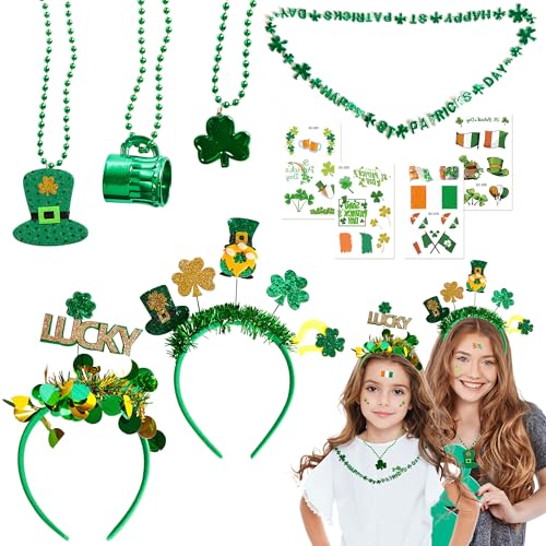 Irisches St. Patrick's Day Zubehör St. Patrick's Day Party Dekorationen, Irland St. Patricks Day Stirnband Halsketten Tattoos Grünes Kleeblatt Outfits Kostüm Zubehör Foto Requisiten für Mädchen Kinder Irisches St. Patrick's Day Zubehör St. Patrick's Day Party Dekorationen, Irland St. Patricks Day Stirnband Halsketten Tattoos Grünes Kleeblatt Outfits Kostüm Zubehör Foto Requisiten für Mädchen Kinder von HONGCI