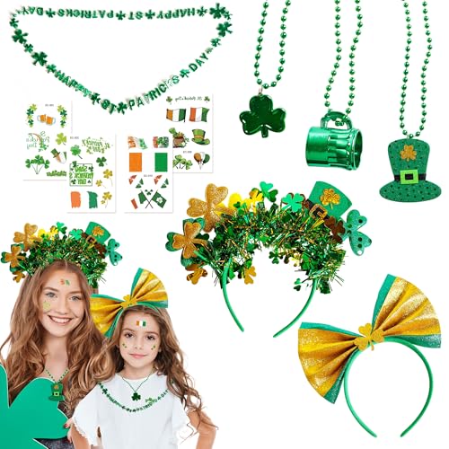 Irisches St. Patrick's Day Zubehör St. Patrick's Day Party Dekorationen, Irland St. Patricks Day Stirnband Halsketten Tattoos Grünes Kleeblatt Outfits Kostüm Zubehör Foto Requisiten für Mädchen Kinder Irisches St. Patrick's Day Zubehör St. Patrick's Day Party Dekorationen, Irland St. Patricks Day Stirnband Halsketten Tattoos Grünes Kleeblatt Outfits Kostüm Zubehör Foto Requisiten für Mädchen Kinder von HONGCI