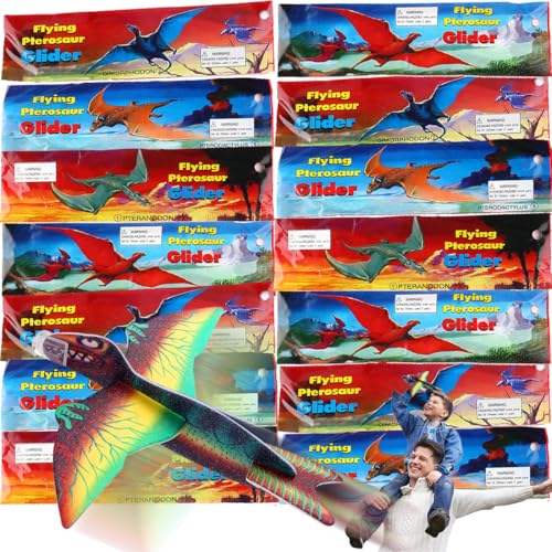 Gleitflugzeuge Set, Styroporflieger Set, Einzeln Verpackten Styropor Segelflugzeuge, Styroporflieger, für Kindergeburtstag Gastgeschenke, Gleiter Flieger Wurfgleiter (Fliegender Flugsaurier - 24 Pack) von HONGECB