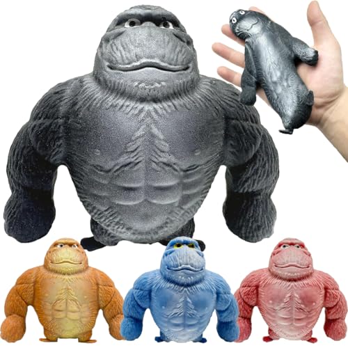 Gorilla Stressabbau Spielzeug - Gorilla Stress Toy, Gummi Squishy Monkey, Gorilla Spielzeug Zum Stressabbau, Stressabbau Spielzeug für Kinder und Erwachsene (schwarz) von HONGECB