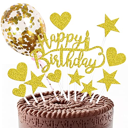 12 Stück Happy Birthday Tortendeko, Birthday Tortendeko gold, Cake Topper Geburtstag, Tortendeko 18 Geburtstag Männer Frauen, Happy Birthday Tortendeko Geburtstag, Cupcake Topper (Gold) 12 Stück Happy Birthday Tortendeko, Birthday Tortendeko gold, Cake Topper Geburtstag, Tortendeko 18 Geburtstag Männer Frauen, Happy Birthday Tortendeko Geburtstag, Cupcake Topper (Gold) von HONGECB