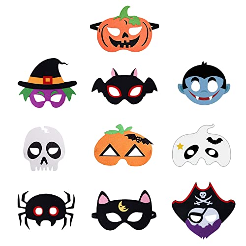 HONGP Halloween-Masken, 10 Stück Halloween-Filzmasken, Kürbis, Geist, Vampir, Hexe, Fledermaus, für Halloween, Cosplay-Masken, Halloween-Partygeschenke für Kinder, Halloween-Masken, HONGP Halloween-Masken, 10 Stück Halloween-Filzmasken, Kürbis, Geist, Vampir, Hexe, Fledermaus, für Halloween, Cosplay-Masken, Halloween-Partygeschenke für Kinder, Halloween-Masken, von HONGP
