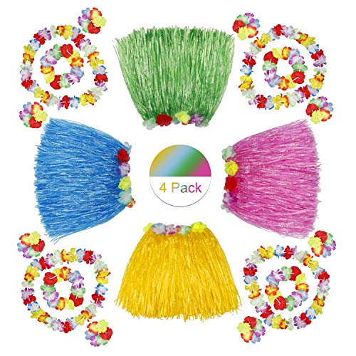 HONGXIN-SHOP Gras Röcke Hawaiian Hula Tropical Dance Rock mit Blume Armbänder Stirnband Halskette für Kinder Mädchen Frauen Party FeierKostüm 4 Set HONGXIN-SHOP Gras Röcke Hawaiian Hula Tropical Dance Rock mit Blume Armbänder Stirnband Halskette für Kinder Mädchen Frauen Party FeierKostüm 4 Set von HONGXIN-SHOP