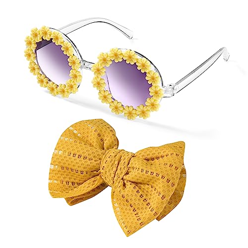 HONGXIN-SHOP Kinder Party Brille Retro Dasiy Sonnenbrille mit Schleifen Headbands Partybrille Party Favors Geschenke für Baby Kinder Mädchen, Gelb HONGXIN-SHOP Kinder Party Brille Retro Dasiy Sonnenbrille mit Schleifen Headbands Partybrille Party Favors Geschenke für Baby Kinder Mädchen, Gelb von HONGXIN-SHOP