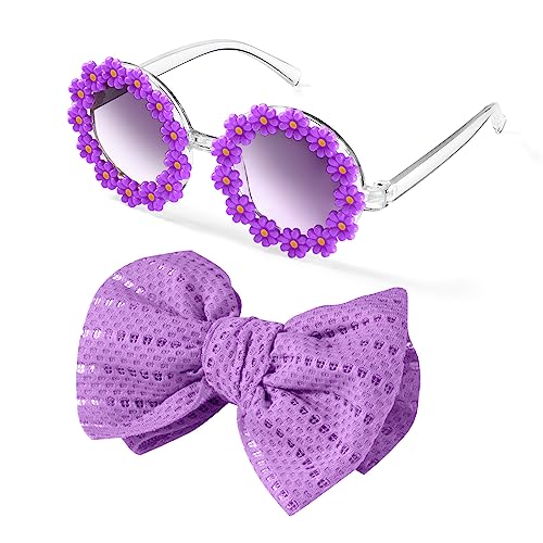 HONGXIN-SHOP Kinder Party Brille Retro Dasiy Sonnenbrille mit Schleifen Headbands Partybrille Party Favors Geschenke für Baby Kinder Mädchen, Lila HONGXIN-SHOP Kinder Party Brille Retro Dasiy Sonnenbrille mit Schleifen Headbands Partybrille Party Favors Geschenke für Baby Kinder Mädchen, Lila von HONGXIN-SHOP