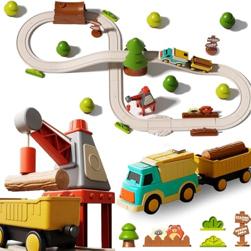 Spielzeugeisenbahn mit Gleis,Eisenbahn für Kinder mit Kran,Erweiterbare Gleise,Eisenbahn Zugset,Geburtstag Weihnachten Geschenk für 3+ Jahre alt Jungen & Mädchen Kinder von HONGYEE