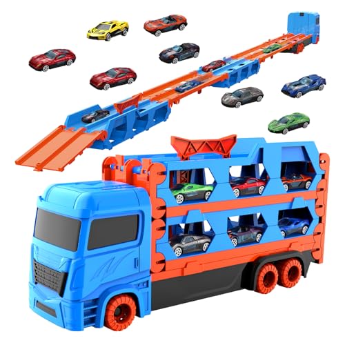 Transport Truck Spielzeugautos für Jungen im Alter von 3, 4, 5, 6+Jahren, tragbares Rennbahn Truck Spielzeugauto mit 8 Rennautos und 61-Zoll-Rennstrecke, Kinderspielzeug Geburtstag Transport Truck Spielzeugautos für Jungen im Alter von 3, 4, 5, 6+Jahren, tragbares Rennbahn Truck Spielzeugauto mit 8 Rennautos und 61-Zoll-Rennstrecke, Kinderspielzeug Geburtstag von HONGYEE