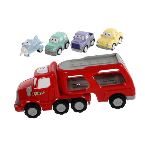 HONITANO 1 Satz Baufahrzeug Cartoon-Fahrzeug- Konstruktion Cartoon-LKW Auto Kinderspielzeug Pädagogisches Cartoon- Rückzugswagen Rot Plastik von HONITANO