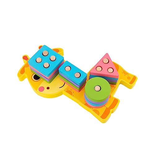 HONITANO 1 Satz Bausteine Stapelblöcke Kognitive Spielsachen Frühpädagogisches Angebot Geometrische Holzblöcke Intelligenz Stapelblock Hölzern von HONITANO