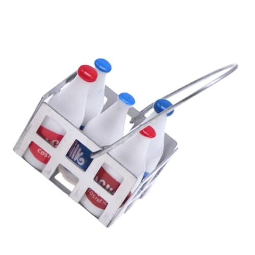 HONITANO 1 Satz Flasche winzig Miniatur-Essensgetränke kleines Milchkännchen Puppenhaus Miniature Food puppenstubenmöbel Modellbau Dekoration Simulation Korbmodell Mini-Korbfigur Metall von HONITANO