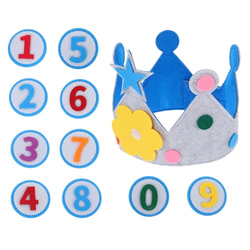 HONITANO 1 Satz Geburtstagskrone für DIY Filz Hut mit Austauschbaren Zahlen Blauer Partyhut für Jungen und Mädchen für Kindergeburtstage und Fotografie Deko von HONITANO