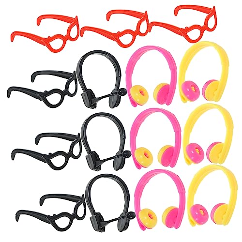 HONITANO 1 Satz Headset Schnapsgläser Kopfhörer Puppe Kleine Puppenbrille Puppenkostümzubehör Puppe Mini-Brille Brille Anziehen Puppen-DIY-dekore Brillen Plastik von HONITANO