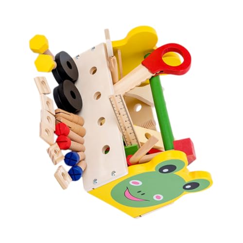 HONITANO 1 Satz Holzspielzeug Werkzeugkasten für Cartoon Multi Funktions Pädagogisches Konstruktionsspielzeug für Jungen und Teiliges aus Robustem Holz von HONITANO
