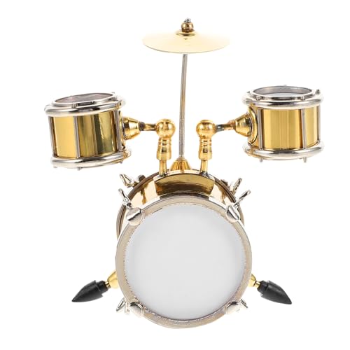 HONITANO 1 Satz Jazz-Drum-Modell Miniatur-puppenhauszubehör Ornamente Schlagzeug Von Trommelmodellen Mini-trommelmodell Filigranes Trommelmodell Golden Metall von HONITANO