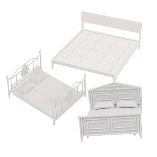 HONITANO 1 Satz Mini-Bett-Modell Mini-schlafzimmermöbel Grundmaterialien Für Miniaturen Mini- Bettmodell Puppenbett Mini-Puppen Desktop-puppenmöbel Dekorative Minimöbel Abs Weiß von HONITANO