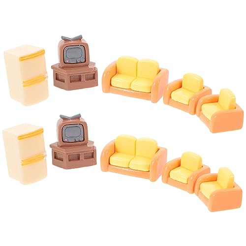 HONITANO 1 Satz Mini-Sofa Mini-Foto-Requisite Für Den Fernseher Mini-Fernseher Mini-tv-Modell Miniatur-Sofa-Modell Miniatur-doppelsofa Kleines Doppelsofa Kleines Einzelsofa Kunstharz von HONITANO