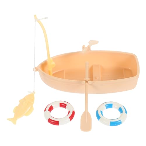 HONITANO 1 Satz Miniatur Fischboot Set Dekorativer Puppenhaus Zubehör für Miniature Deko Stabil Detailgetreu für Wasserspielzeug und Badespielzeug von HONITANO