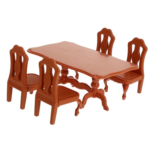 HONITANO 1 Satz Modell Esstisch Und Stuhl Spielhauszubehör Simulierte Möbel Stuhlmodell Mini- -Schlafzimmer-Accessoires Spielhaus Desktop-Dekoration Kinderspielzeug Orange Pp von HONITANO