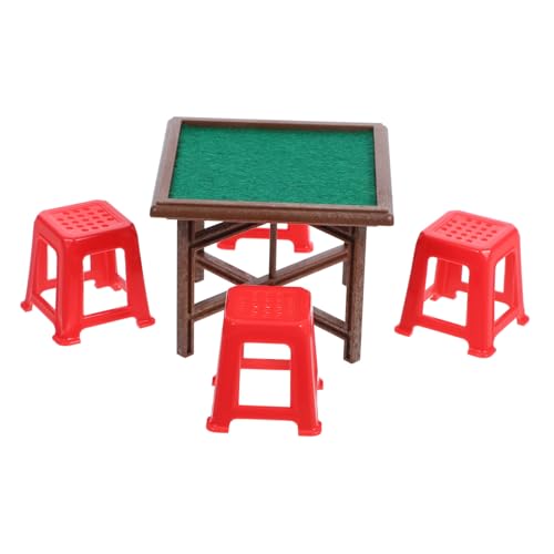 HONITANO 1 Satz Puppenhaus-Mahjong-Tisch Miniatur Bausätze künstlich Häuser Bausatz Dollhouse zubehör Puppenhaus-Mahjong-Stühle Puppenhaus-Stühle-Tisch Puppenhaus winziger Tisch Abs von HONITANO