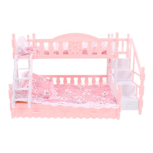 HONITANO 1 Satz Puppenhaus Möbel Set Doppelstockbett mit Bettwäsche und Kissen für Puppenhaus Stilvolles Schlafzimmer Zubehör für Kreatives und Fantasievolle von HONITANO