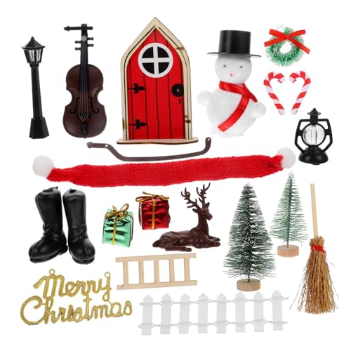HONITANO 1 Satz Puppenhaus weihnachtsdeko متة playmobilhaus Weihnachtsornamente Miniature Micro weihnachtliche Miniaturfiguren Zubehör Häuser Mini-Türdekor kreative Mini-Dekoration Plastik von HONITANO