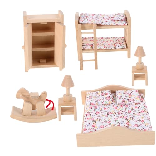 HONITANO 1 Satz Satz Spielzeugset Für Puppenmöbel Puppenhaus-miniaturen Miniatur-puppenhauszubehör Miniaturmöbel Puppenhaus Schlafzimmer Möbel Puppenstubenmöbel Khaki Holz von HONITANO