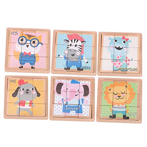HONITANO 1 Satz Sechsseitige Malbausteine Kreatives Rätsel Puzzle-Block Lustiger Puzzleblock Kinderpuzzle Cartoon-rätsel Bildungsrätsel Cartoon-Puzzle Holz von HONITANO