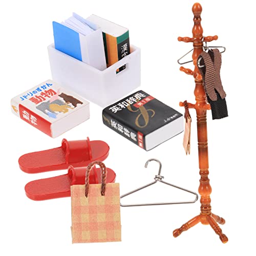 HONITANO 1 Satz Simulierte Garderobe Puppenkleidung Mini puppenhäuser Puppenkleiderbügel Puppenaufhänger und Gestell Kleiderständer für Puppen Kunststoff + Stoff + Edelstahl + Leder von HONITANO