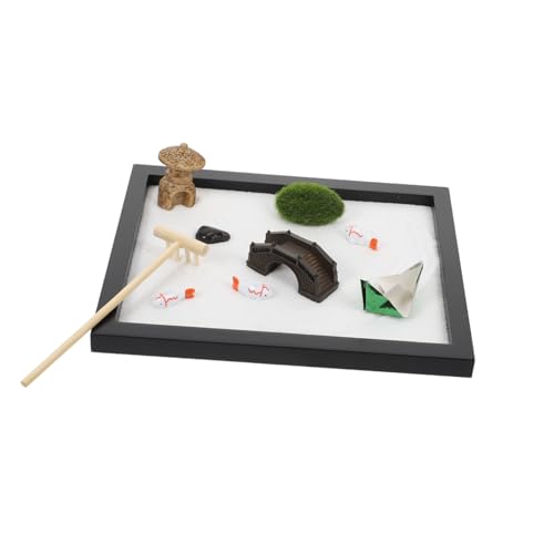 HONITANO 1 Satz Zen-Sandtisch Sandkasten mit Deckel Zen-Garten für den Schreibtisch Zen-Gartensand Home Decor Schreibtisch Dekoration swor Sandtischverzierung Haushaltskunst MDF Black von HONITANO