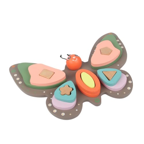 HONITANO 1 Satz aus Schmetterlingsbausteinen kiddibuzz holzbauklötze gestalten Motorikspielzeug shaperly aus Holzbausteinen Geometrie-Erkennungsspielzeug hölzern von HONITANO