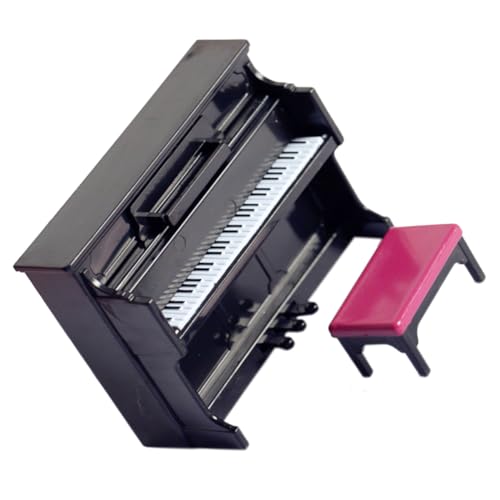 HONITANO 1 Set Klavierbank Miniatur Klavierspielzeug Miniatur Klavierornament Miniatur Klaviermodell Miniatur Klavierdekoration Kleines Klaviermodell Mikro Klaviermodell Pp Schwarz von HONITANO