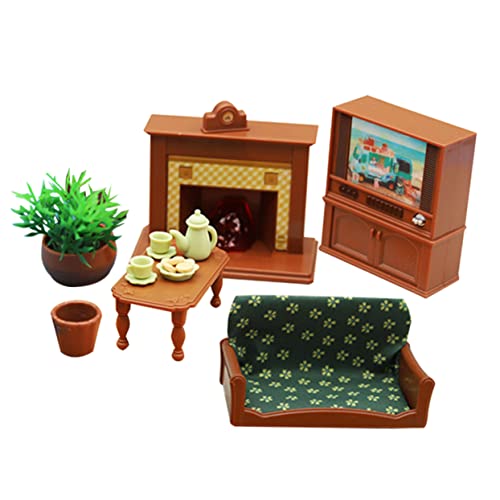 HONITANO 1 Set Simuliertes Wohnzimmer Sofa Fernseher Set Rollenspiel Puppenhausmöbel Puppenhausdekor Mini Hausdekoration Miniatur Sofa Miniatur Haus Bausatz Kunststoff von HONITANO