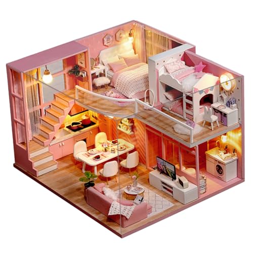 HONITANO 1 Stück zum manuellen Zusammenbauen DIY Holzhaus Handgemachtes Spielzeughaus Kreatives Miniaturhaus DIY Kabinenmodell Wohnung selber Bauen Mini-Wohnung von HONITANO