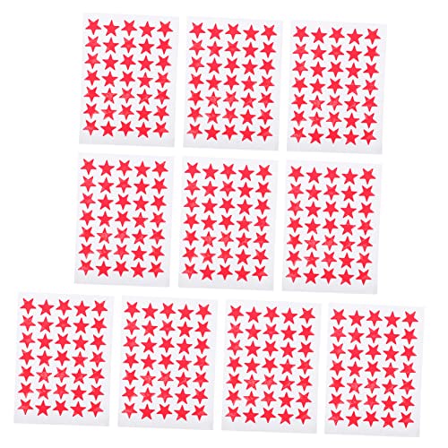 HONITANO 10 Blatt Sterne-Aufkleber Sterne-belohnungsaufkleber Sternaufkleber Für Aufkleber Mit Fünfzackigen Sternchen Für Sternaufkleber-Etikett Belohnungssternaufkleber Rot von HONITANO