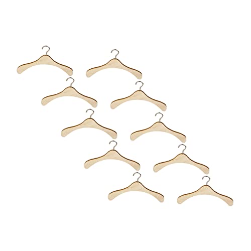 HONITANO 10 Stück Holz Kleiderbügel für Puppen Teiliges für Puppenoutfits Zubehör für Puppenhaus Langlebig und Praktisch zur Organisation von Puppenkleidung von HONITANO