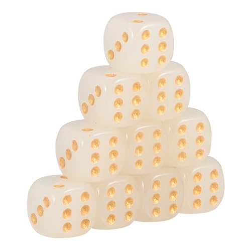 HONITANO 10 Stück Leuchtende Würfel glühen runden Runde Ecke Würfel LED-Leuchtwürfel Spiel Flecken Party Playthings Bar liefert Bar- Party liefert Acryl Golden von HONITANO