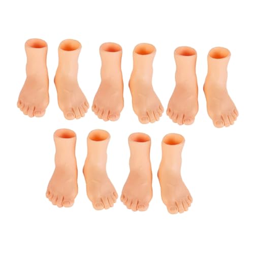 HONITANO 10 Stück Lustige Katzen-mini-fingerpuppe Für Den Linken Fuß Und Den Rechten Zeh Fingerpuppen Für Babys Puppenbauset Finger Füße Handfingerpuppen Handpuppe Vinyl Beige von HONITANO
