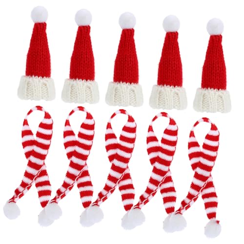 HONITANO 10 Stück Mini Weihnachtsmützen und Schals Teilig Kleine Gestrickte Nikolausmützen aus Wollmaterial Leichte Flaschen und Basteldekoration für Weihnachten DIY Party Zubehör Lebendige HONITANO 10 Stück Mini Weihnachtsmützen und Schals Teilig Kleine Gestrickte Nikolausmützen aus Wollmaterial Leichte Flaschen und Basteldekoration für Weihnachten DIY Party Zubehör Lebendige von HONITANO